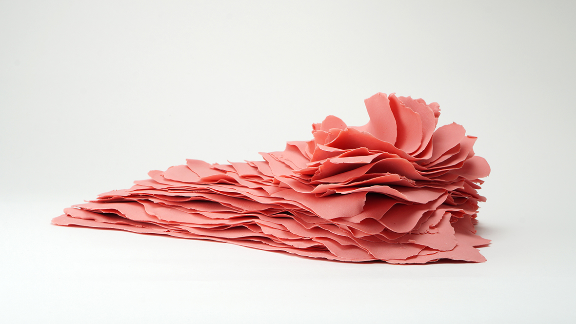 rosa coloured paperclay porcelain sculpture Annalisa Guerri